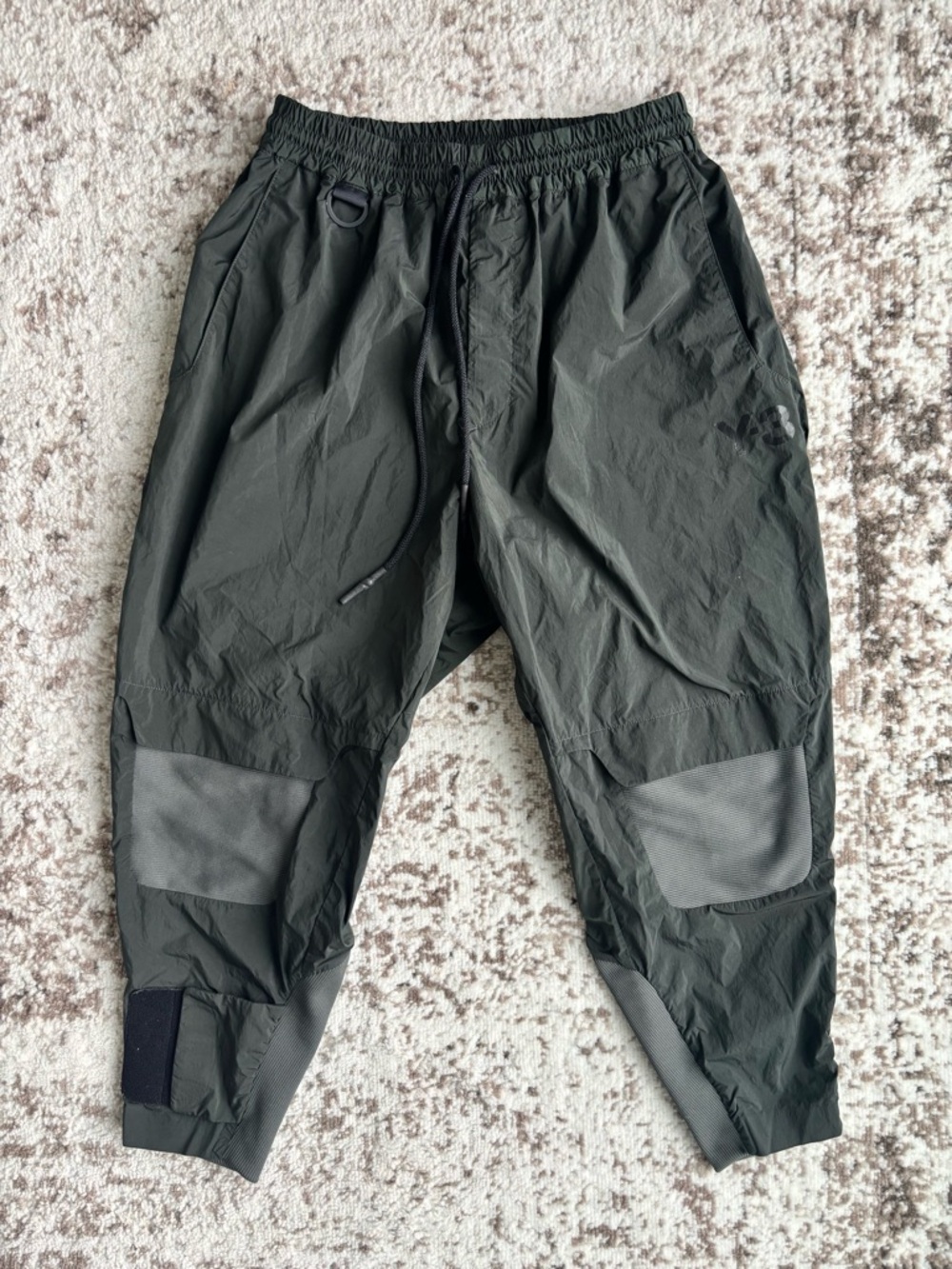 Y-3 Black Cargo Pants with Dark Gray Knee Panels